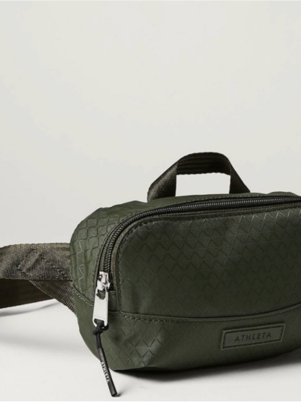 Athleta Excursion Olive Green Belt Bag with Textured Diamond Pattern